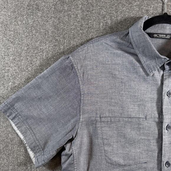 Arc'teryx Shirt Mens Large Gray Short Sleeve Button Up Casual Hiking - Picture 7 of 11